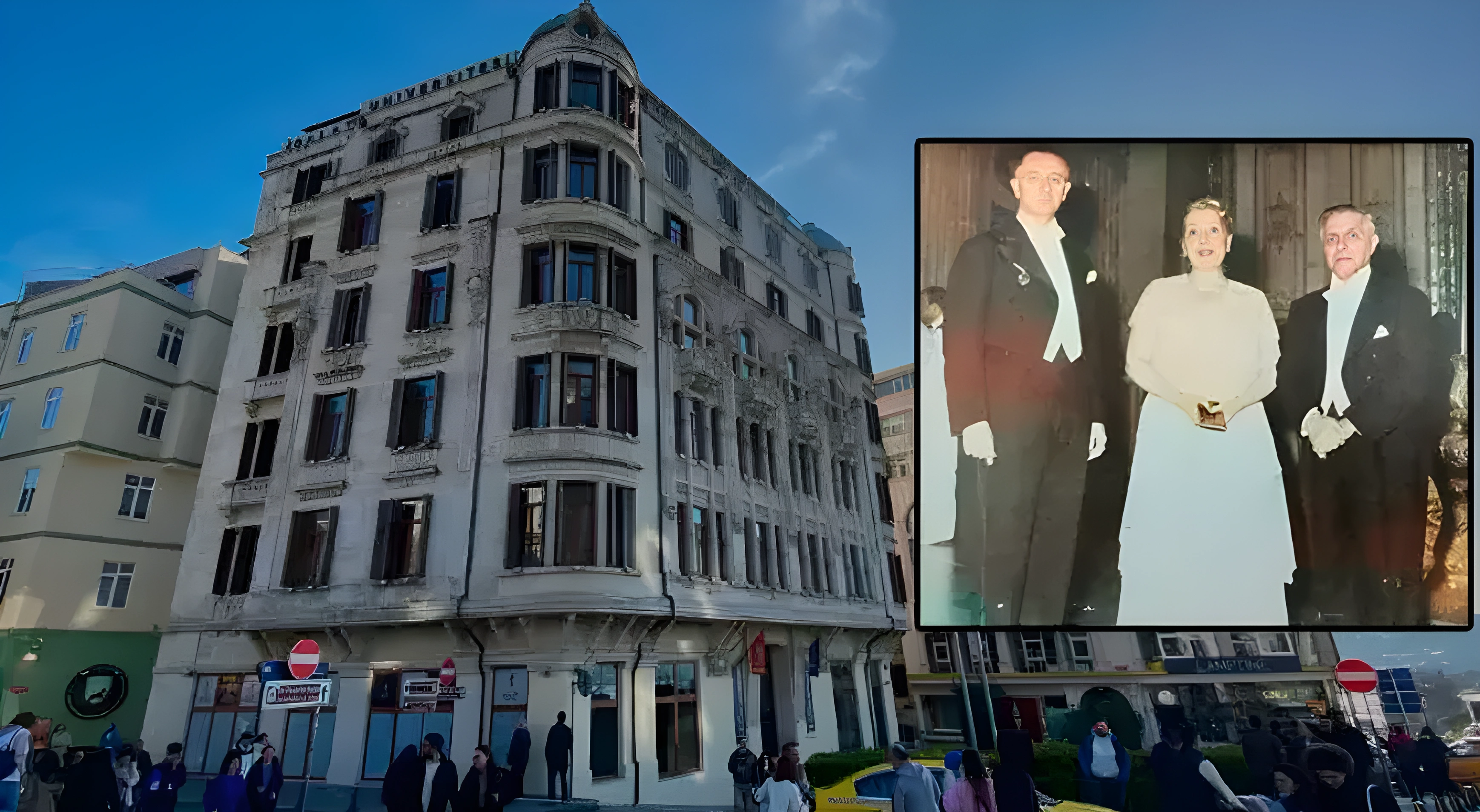 Frej Apartmanı’nın günümüzdeki görünümü ve İstanbul Galata Üniversitesi tabelası