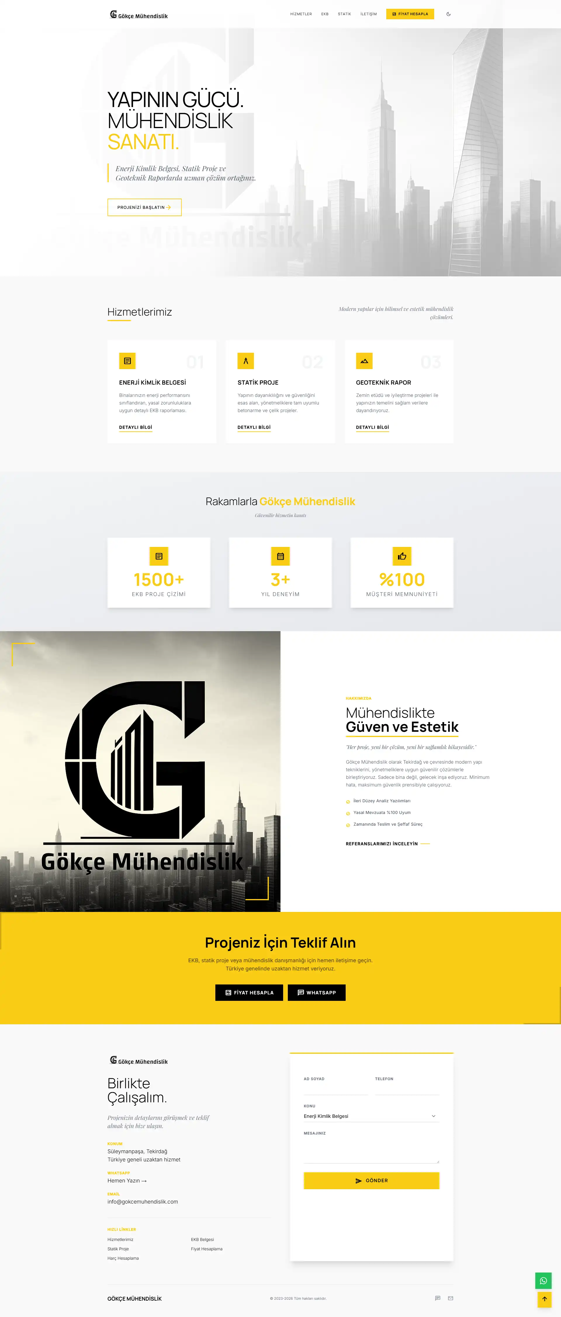 Gökçe Mühendislik web sitesi