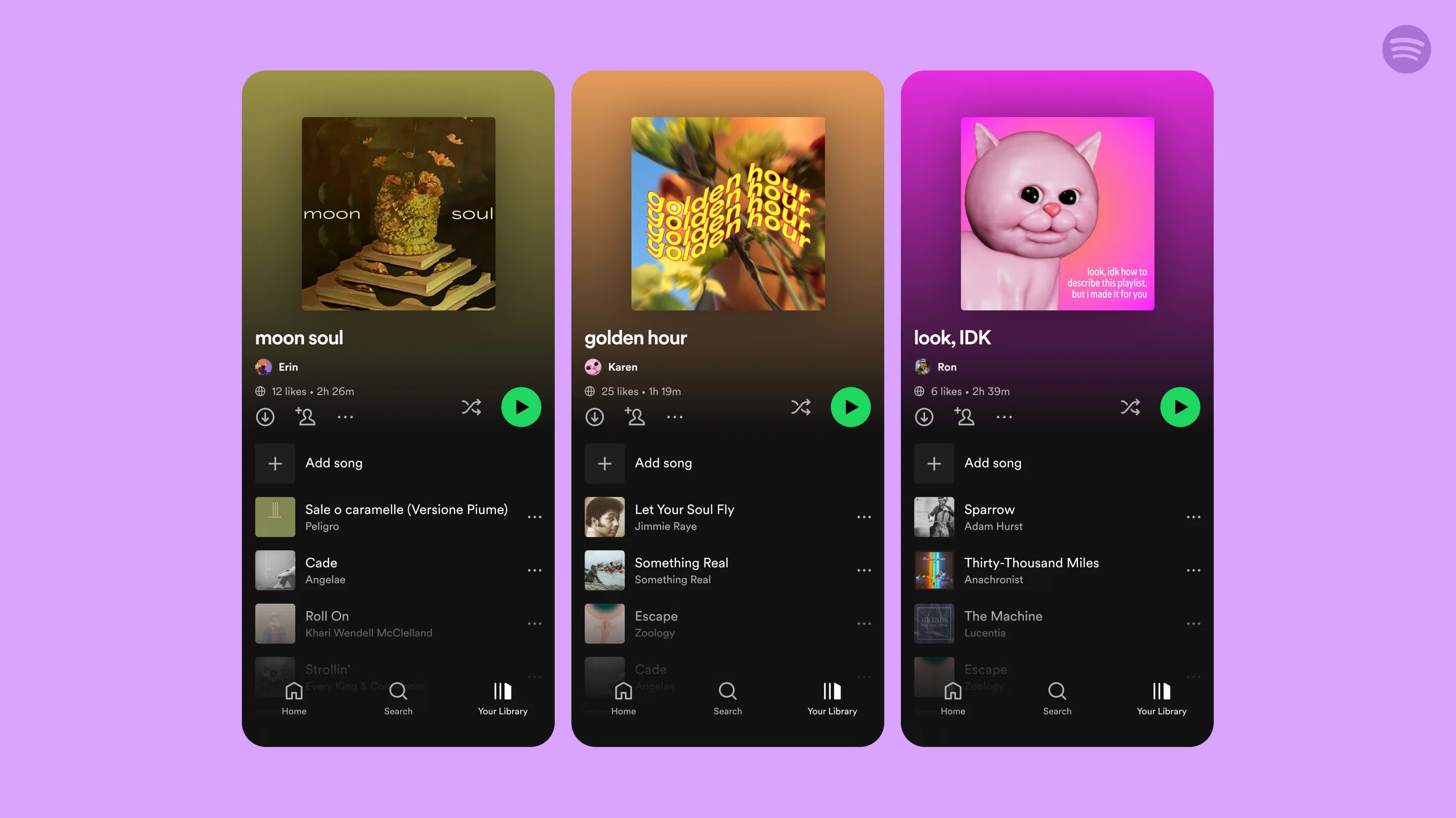 Spotify'da çeşitli playlist kapaklarında tipografik yaklaşımlar