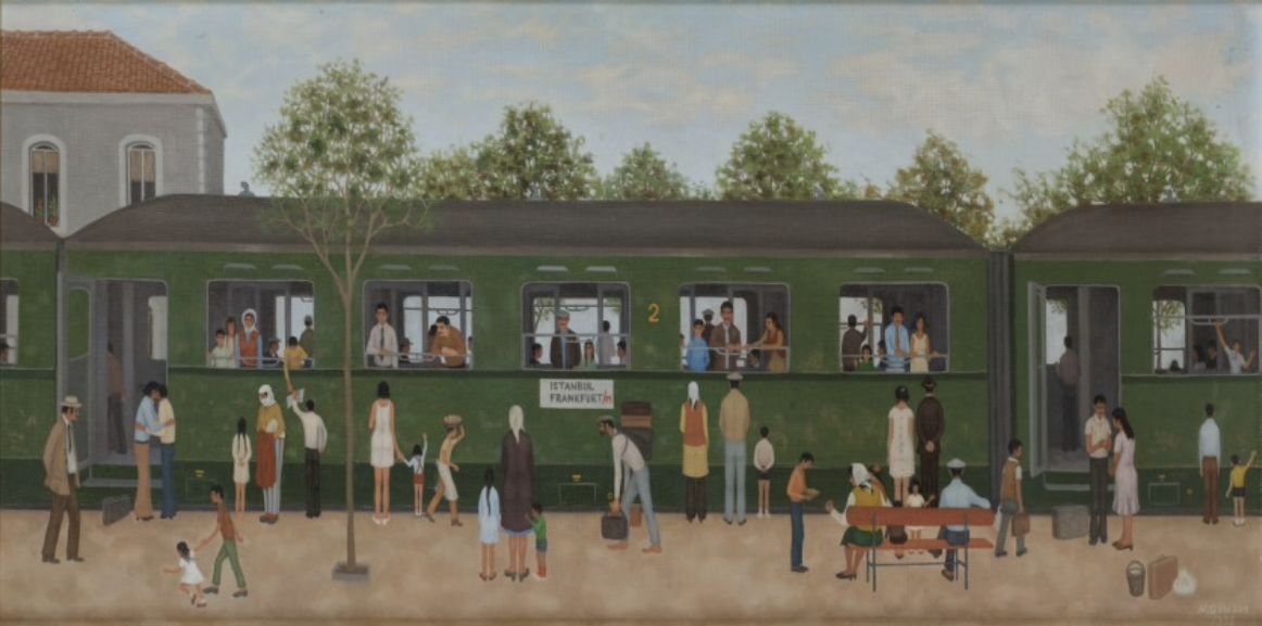 Nedim Günsür, “Yeşil Tren/İstanbul-Frankfurt”, 1978, Nilüfer-Önal Akalın Koleksiyonu.