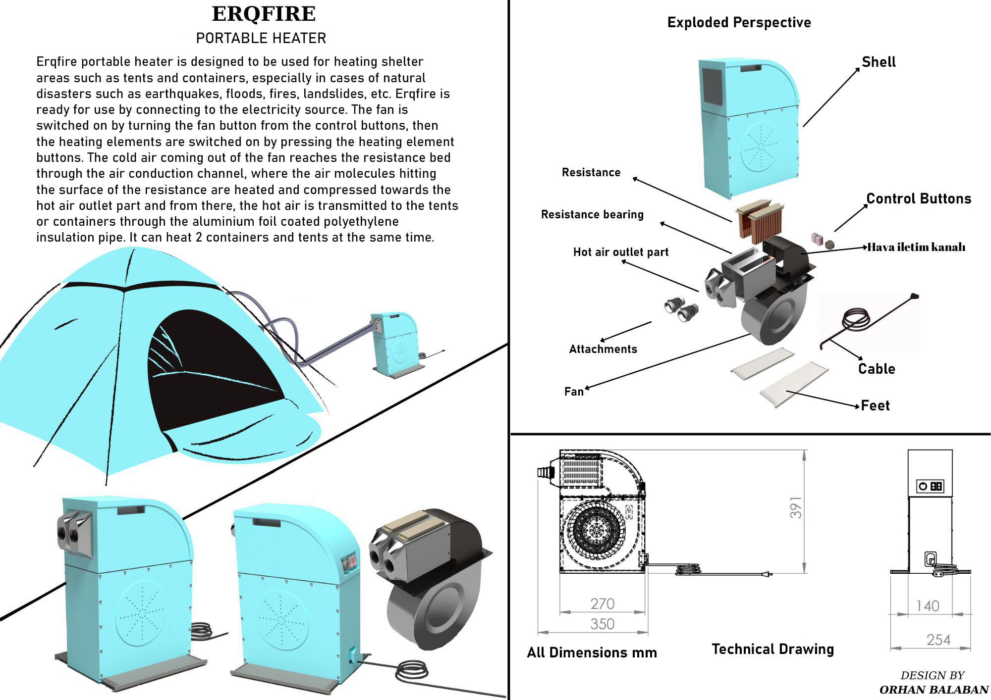 Erqfire Portable Heater Industrial Design Project - Orhan Balaban